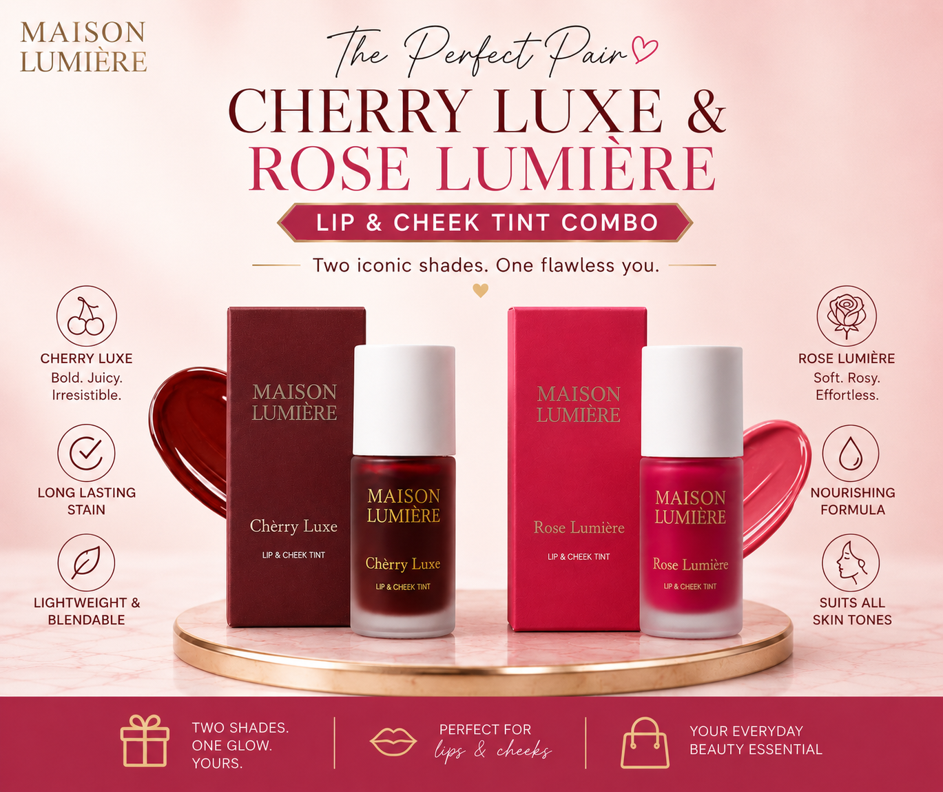 Cherry & Rose (Lip & Cheek Tint) Combo Deal